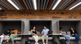 students in office