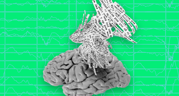 Image of brain with thoughts written out around it