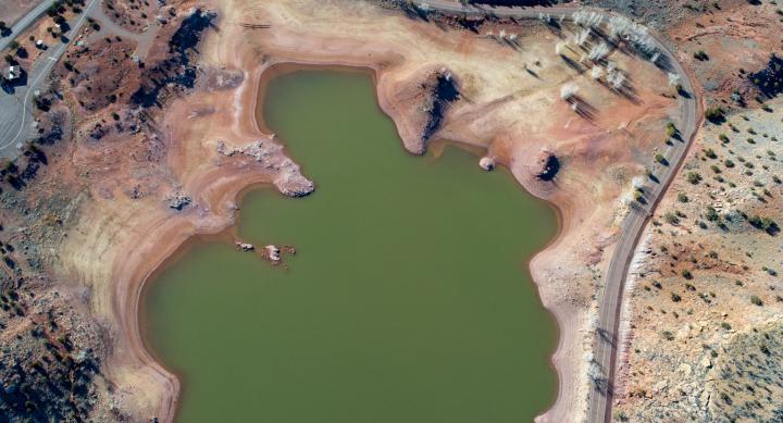 Lyman Lake in Arizona stores water from the Little Colorado River. Pictured here in 2021, the lake was 30 feet below capacity.