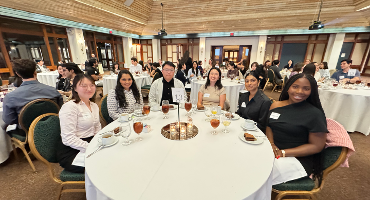 Students at etiquette dinner