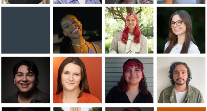 A series of headshots depicted in a four-by-four grid.