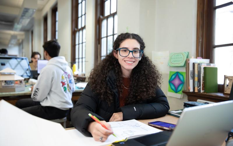 student in classroom